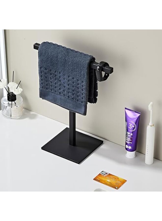 قطعة واحدة من حامل مناشف اليد الثقيل الوزن لسطح الطاولة وحامل مجوهرات وملحقاته (اللون: أسود) - Image 4