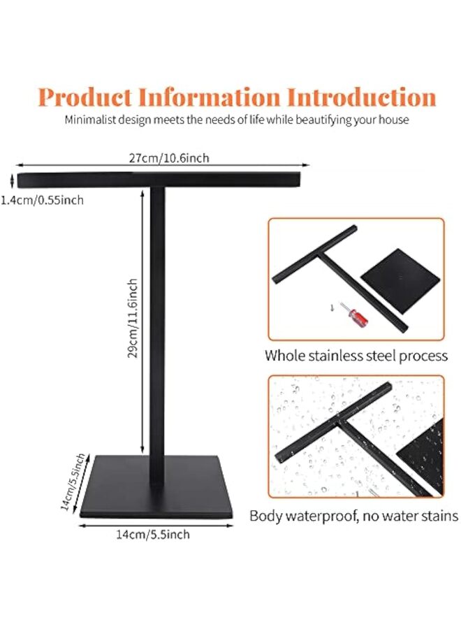 قطعة واحدة من حامل مناشف اليد الثقيل الوزن لسطح الطاولة وحامل مجوهرات وملحقاته (اللون: أسود) - Image 2