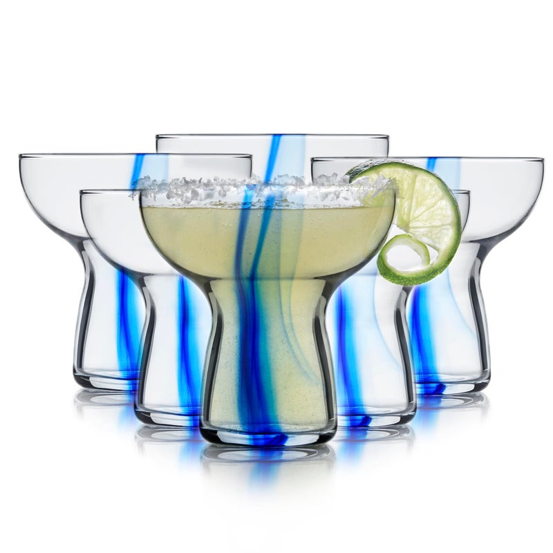 LIBBEY Libbey Blue Ribbon Stemless Margarita Glasses Shallow Bowl Lightweight Margarita Glasses Set of 6 Margarita Set for Parties
