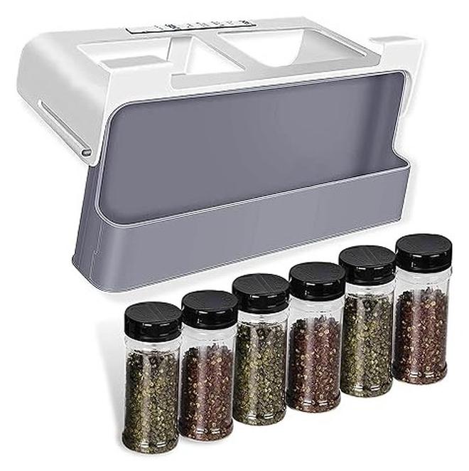 سبيس شوب منظم توابل تحت الخزانة مع 6 برطمانات بلاستيكية - Image 1