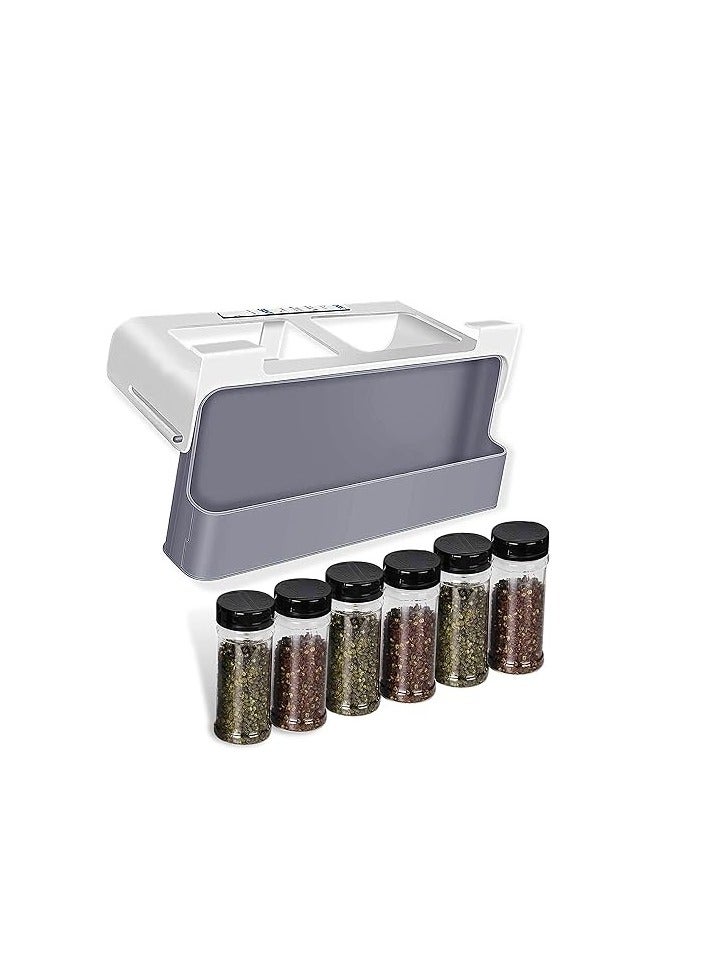 سبيس شوب منظم توابل تحت الخزانة مع 6 برطمانات بلاستيكية - Image 1