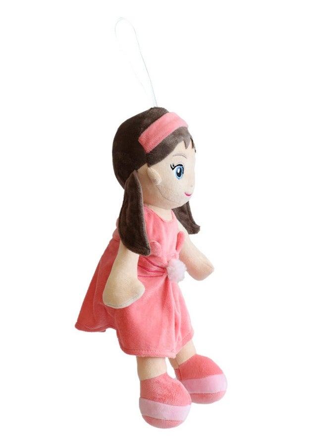 Mirada - Cute Coral Huggable Pompom Girl Doll Soft Toy For Baby Girls/Kids Stuffed Plush Ideal For Birthdays & Special Occasions 38Cm - Image 1