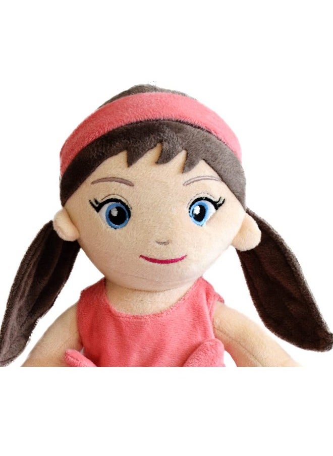 Mirada - Cute Coral Huggable Pompom Girl Doll Soft Toy For Baby Girls/Kids Stuffed Plush Ideal For Birthdays & Special Occasions 38Cm - Image 1