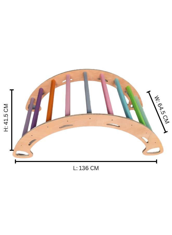 Wooden Rainbow Colored Arch Climbers for kids Rocking Wooden Chair for kids aged 2+ Years kid's Furniture for Home, Nursery and Play Area  - Image 5