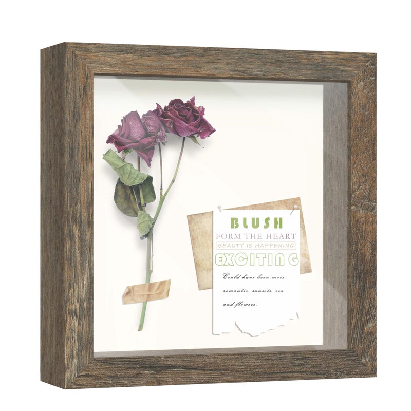 Frameworks 8x8 Driftwood Wooden Shadow Box Frome - Love Love Back Budged Glass و Consiss - Image 1