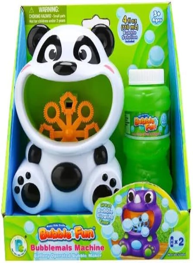 Bubble Fun Panda Bubble Machine, Battery-Operated, with Bubble Solution, Ages 2+