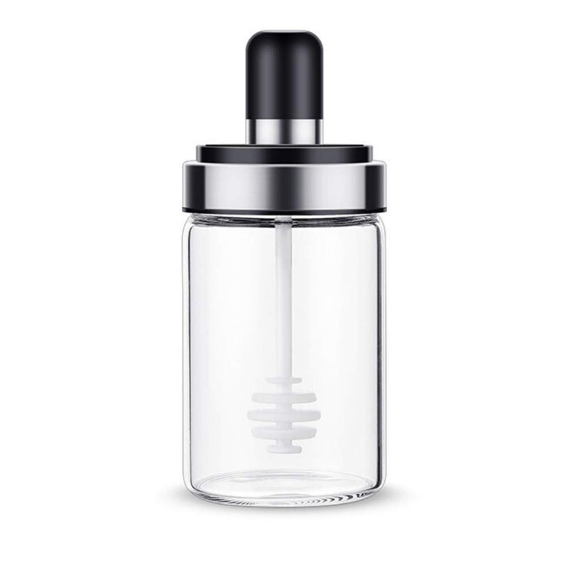 Femora Borosilicate Glass Food Storage Jar Honey Storage with Dipper 250 ML Pack of 1 - Image 1