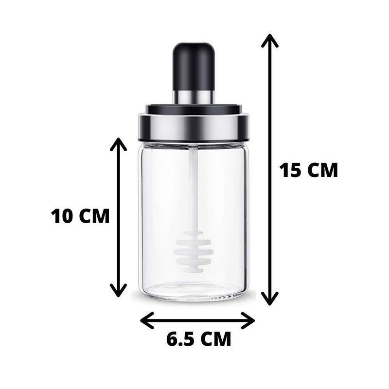 Femora Borosilicate Glass Food Storage Jar Honey Storage with Dipper 250 ML Pack of 1 - Image 3