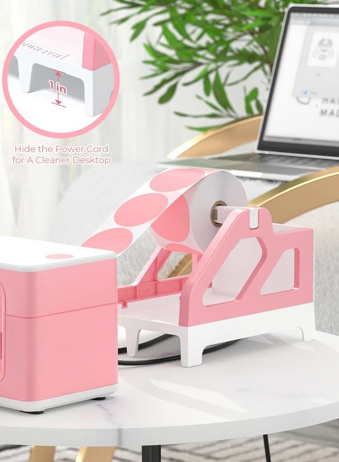 MUNBYN Label Holder for Rolls and Fan-Fold Labels, Thermal Sticker Roll Holder for Desktop Thermal Printer Shipping Supplies Industrial Paper, Pink - Image 5