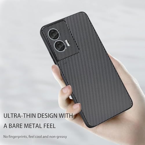 DIZORO Carbon Fiber Case for Moto Motorola Edge 50 Fusion 5g Smooth Touch Rubber Phone Cases Non-Slip, with Camera Protection Fingerprint Resistant Full Body Protective Shockproof Back Cover -Black - Image 5