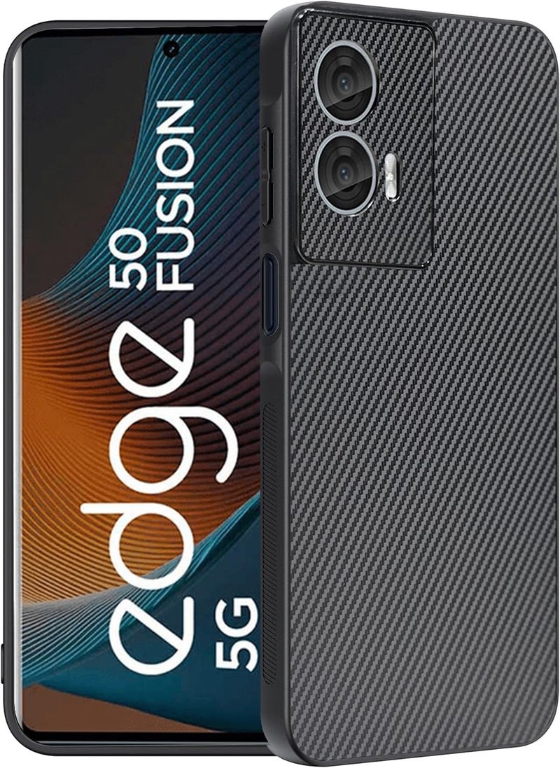 DIZORO Carbon Fiber Case for Moto Motorola Edge 50 Fusion 5g Smooth Touch Rubber Phone Cases Non-Slip, with Camera Protection Fingerprint Resistant Full Body Protective Shockproof Back Cover -Black - Image 1