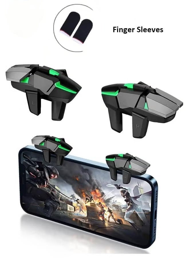 Mobile Game Controller Trigger, PUBG Accessories 6 Finger Trigger, High Sensitivity and 4 Metal on, Non-slip and Human Body Design with 2 Finger Sleeves - Image 1