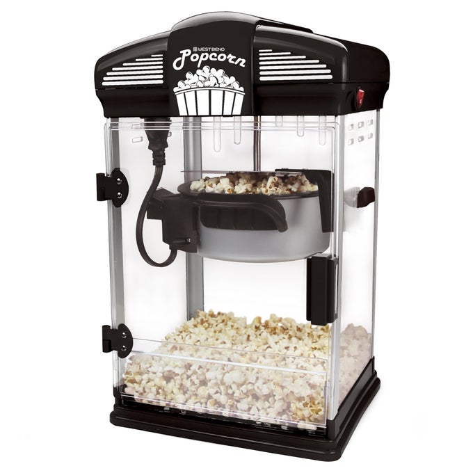 STIR CRAZY MOVIE THEATER POPCORN POPPER GOURMET POPCORN MAKER MACHINE WITH NONSTICK POPCORN KETTLE MEASURING TOOL AND POPCORN SCOOP FOR POPCORN MACHINE 4 QT BLACK