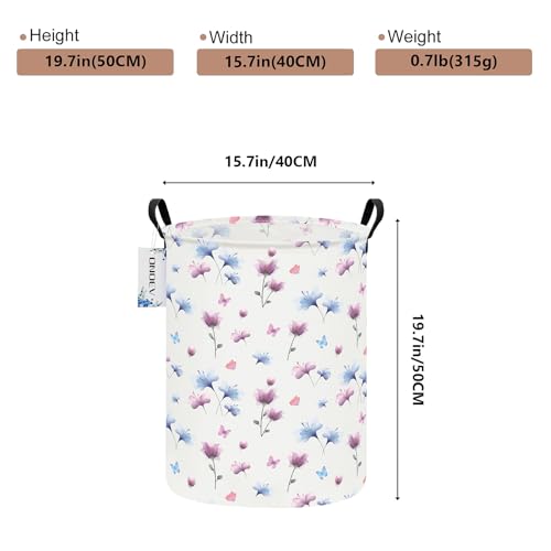 ONOEV Collapsible Laundry HamperWaterproof Cotton Canvas Storage Basket with Reinforced Handles for Bedroom Bathroom Dorm Home Organization Watermark flower - Image 3