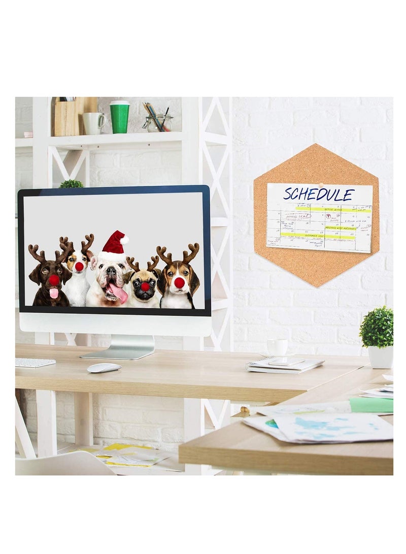 Cork Board,DIY Pin Notice Board 8 Pcs, Hexagon Wall Bulletin Boards with 20 Push Pins for allows you to nail or hang some small ornaments on cork board, Home Decoration and Office Memo - Image 4