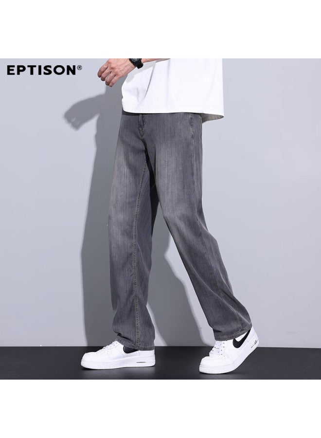 EPTISON Yipintiancheng [tencel Lyocell] Men's Jeans, Summer Lightweight Straight-leg Loose Comfortable Fashion Ice Silk Long Pants For Me - Image 3