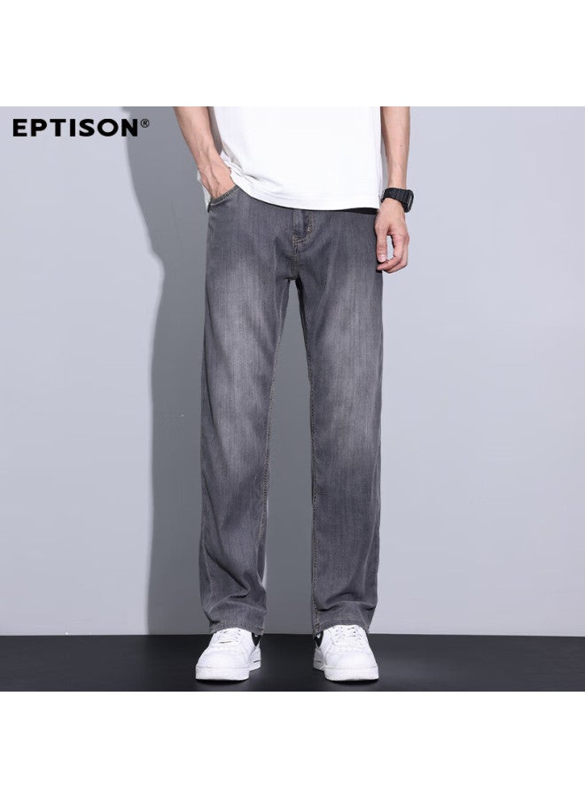 EPTISON Yipintiancheng [tencel Lyocell] Men's Jeans, Summer Lightweight Straight-leg Loose Comfortable Fashion Ice Silk Long Pants For Me - Image 2