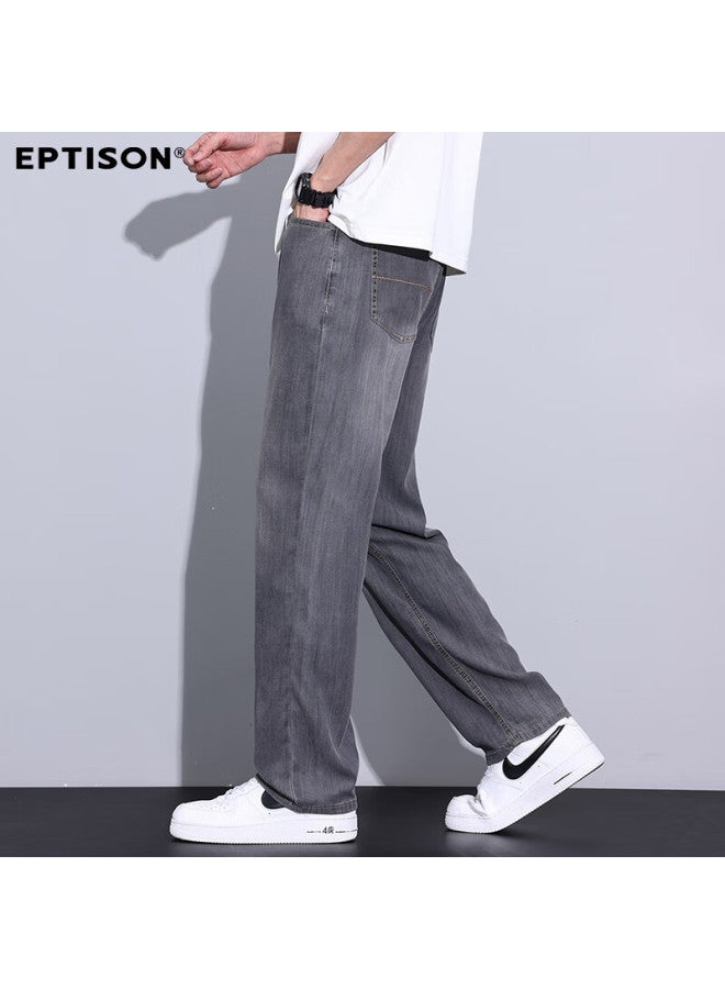 EPTISON Yipintiancheng [tencel Lyocell] Men's Jeans, Summer Lightweight Straight-leg Loose Comfortable Fashion Ice Silk Long Pants For Me - Image 4