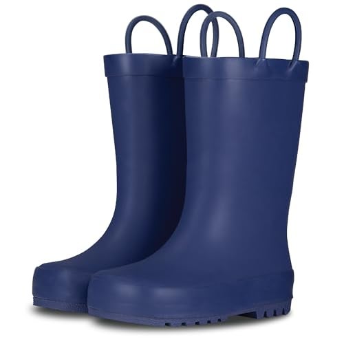 LONECONE Lone Cone Rain Boots with Easy-On Handles in Matte Colors for Boys and Girls, Play-Proof Flexible Rubber, Durable Non-Slip Treads, Kid-Friendly for Hours of Joy - Ribbon Blue, 4 Big Kid - Image 1