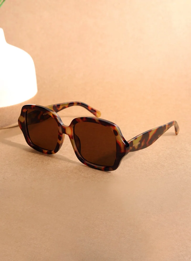 Woggles Designer Brown Square Sunglasses| Men &amp; Women| 100% Uv Protection