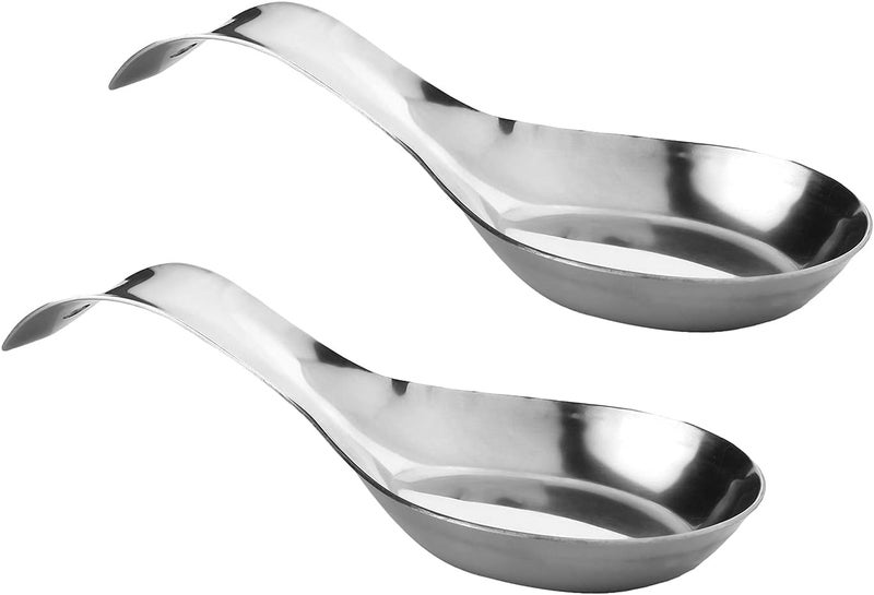 INKULTURE Stainless Steel Spoon Rest for Home & Kitchen, Pack 02 Pcs | Large | Spatula Ladle Holder | Spoon Rest Holder - Image 1