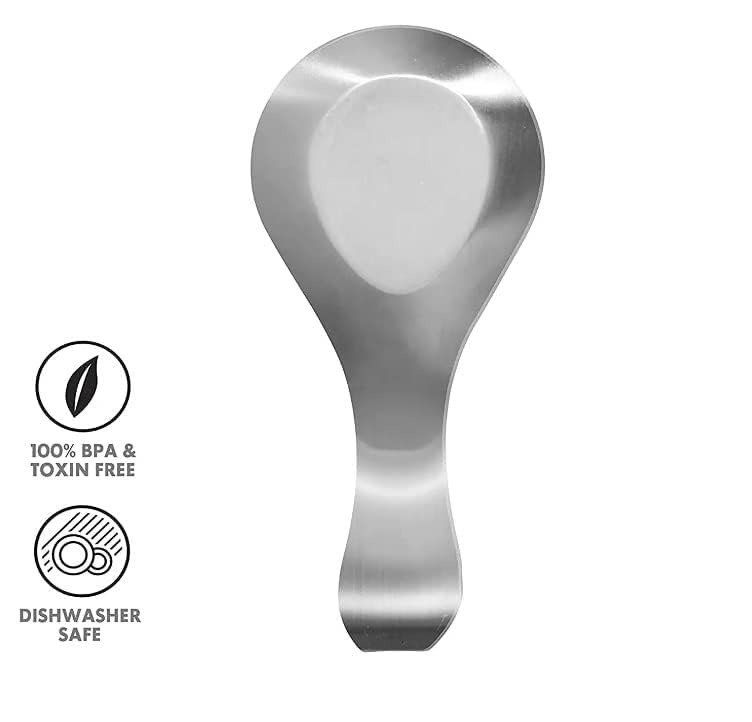 INKULTURE Stainless Steel Spoon Rest for Home & Kitchen, Pack 02 Pcs | Large | Spatula Ladle Holder | Spoon Rest Holder - Image 2