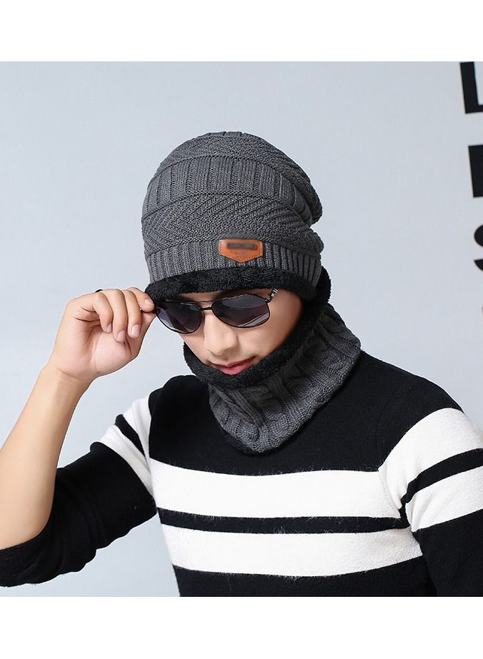 Loquat Winter Padded Set Cap Knitted Hat Scarf 2-Piece Set