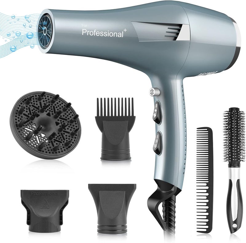 Faszin Ionic Hair Dryer, 2500W Professional Hairdryer 2 Speed 3 Heat Setting, Fast Drying Salon Blow Dryer with Diffuser, Nozzle, Concentrator Comb - Image 1