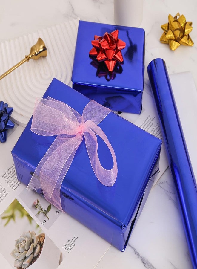 BULKYTREE Blue Metallic Wrapping Paper, Solid Color Paper,Gift Wrapping Paper for Men Women, Perfect for Wedding,Valentine's Day,Birthday, Christmas,Graduation Present,Baby Shower - 17 Inches - Image 5