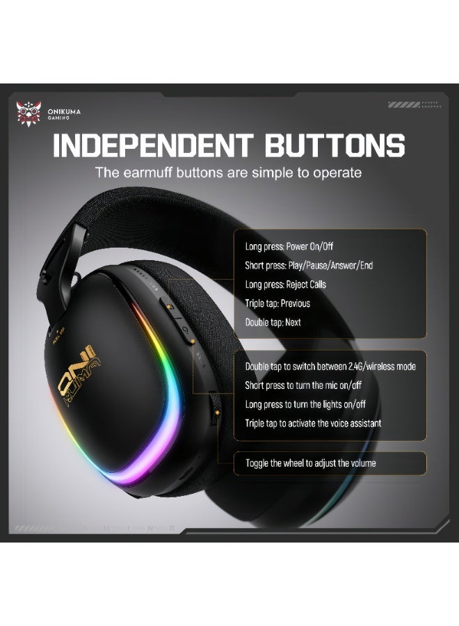ONIKUMA GT805 Quad Mode Gaming Gaming Headset Headset Wireless Bluetooth 2.4G Computer - Image 3