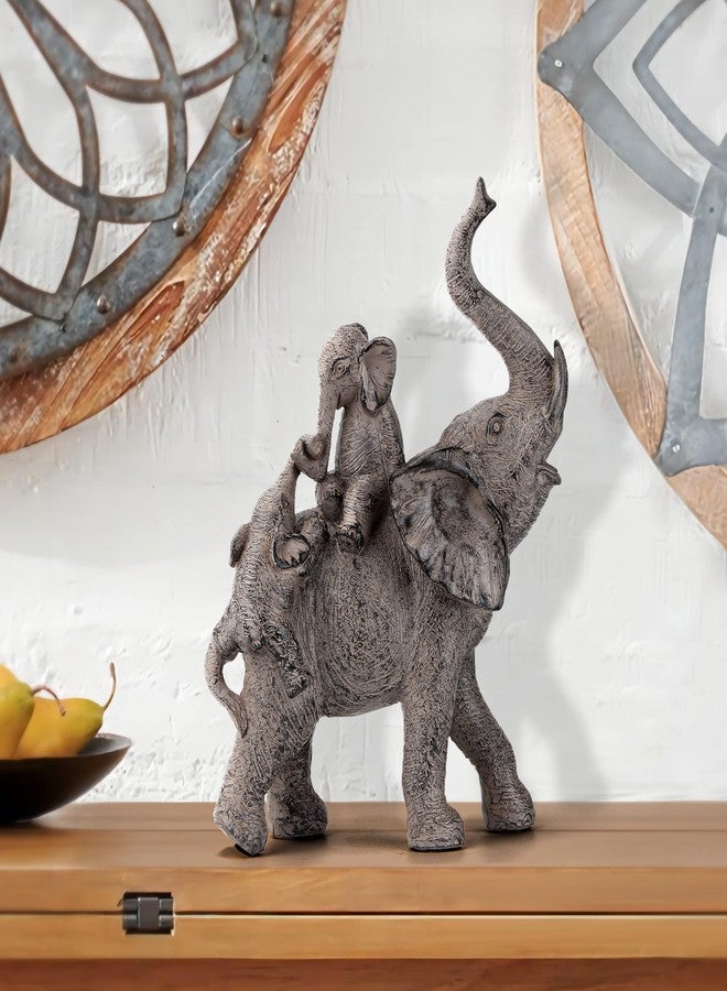 Smadeer Elephant Statues for Home Decor Accent, Elephants Decor for Shelf Table Desk Decorations, Mother and Baby Elephant Figurines with Trunk Up, African Animal Family Elephants Gifts for Woman - Image 4
