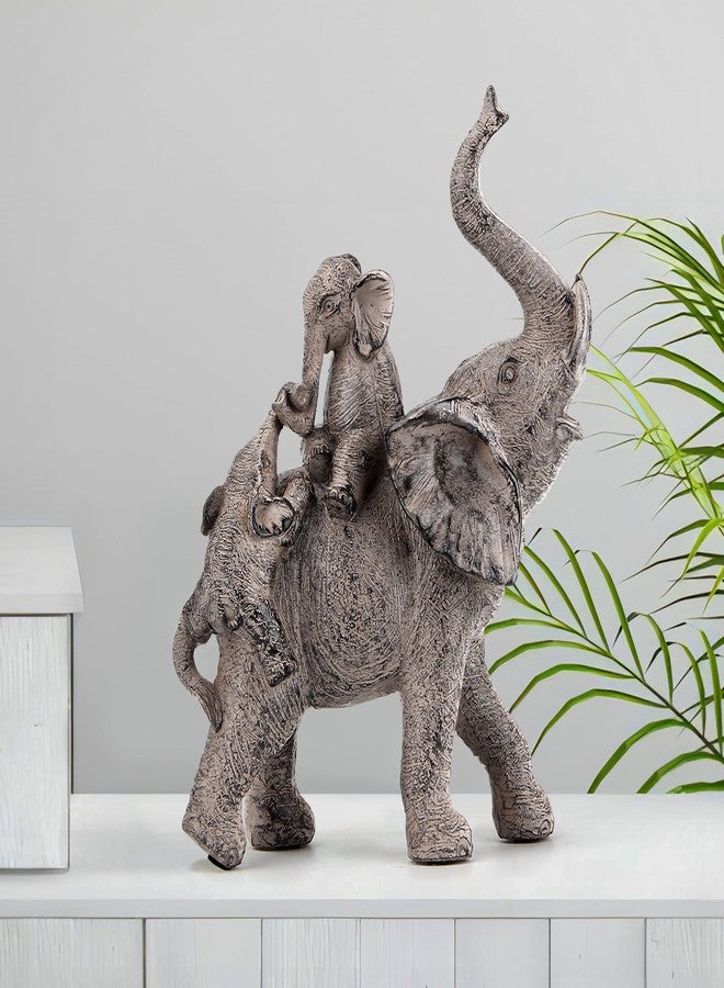 Smadeer Elephant Statues for Home Decor Accent, Elephants Decor for Shelf Table Desk Decorations, Mother and Baby Elephant Figurines with Trunk Up, African Animal Family Elephants Gifts for Woman - Image 5