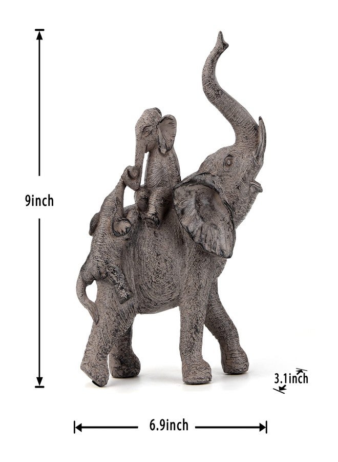 Smadeer Elephant Statues for Home Decor Accent, Elephants Decor for Shelf Table Desk Decorations, Mother and Baby Elephant Figurines with Trunk Up, African Animal Family Elephants Gifts for Woman - Image 2