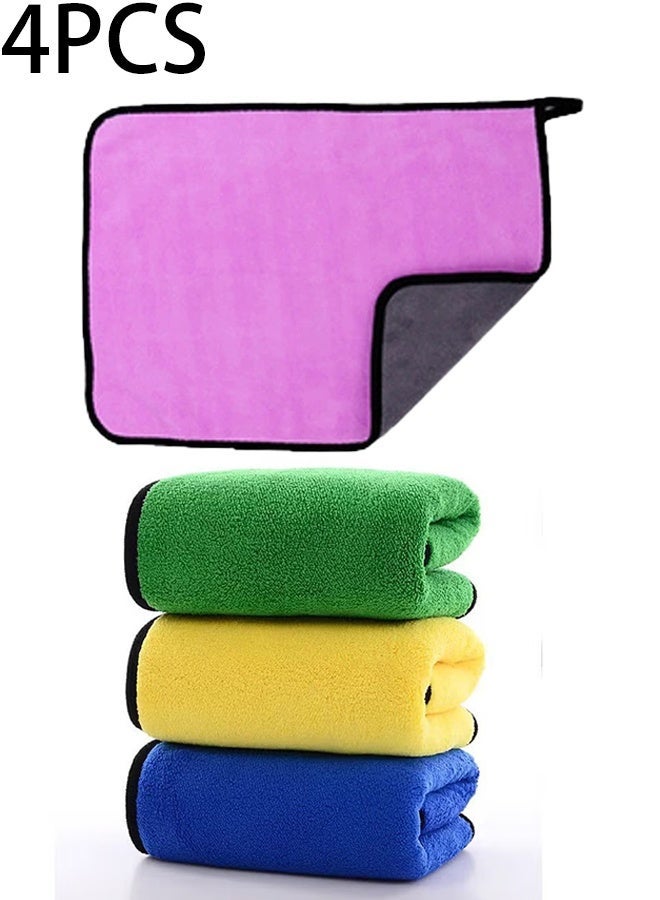KANGLI 4 Pcs Microfiber Cleaning Cloth Car Drying Microfiber Towel,Two-color Car Wash Towel, Multi-functional Car Wiping Cloth, Thickened Water-absorbent Double-sided Cleaning Rag - Image 1