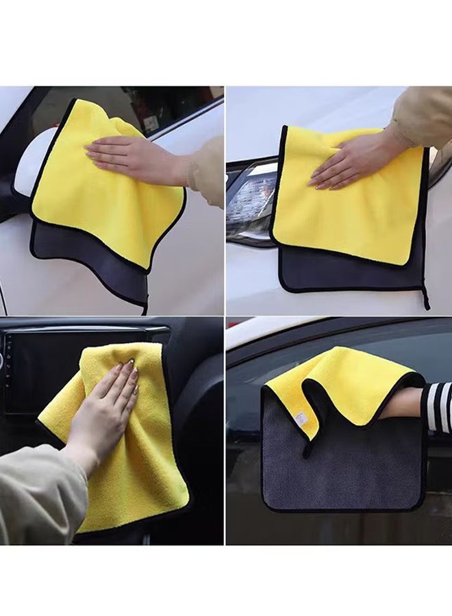 KANGLI 4 Pcs Microfiber Cleaning Cloth Car Drying Microfiber Towel,Two-color Car Wash Towel, Multi-functional Car Wiping Cloth, Thickened Water-absorbent Double-sided Cleaning Rag - Image 3