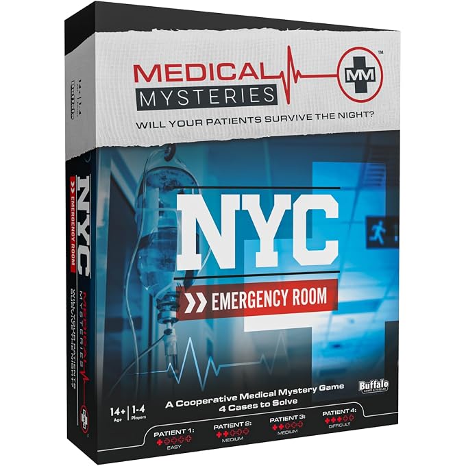 Buffalo Games - Medical Mysteries: NYC Emergency Room - New Game Night Staple - Escape Room - Cooperative Strategy - Adult Party Game - Ages 14 and Up - Image 1