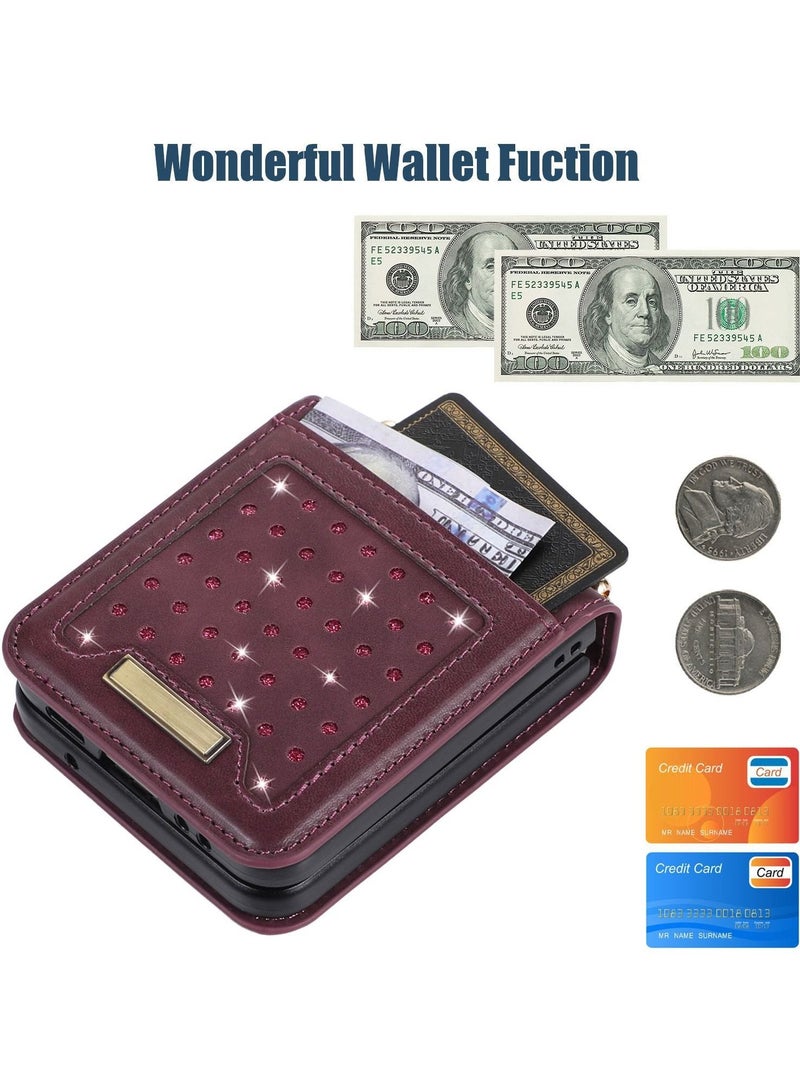 Samsung Galaxy Z Flip 5 Leather flip cover with card holder, lanyard, anti Theft brush, multiple functions phone protection case  - Image 5