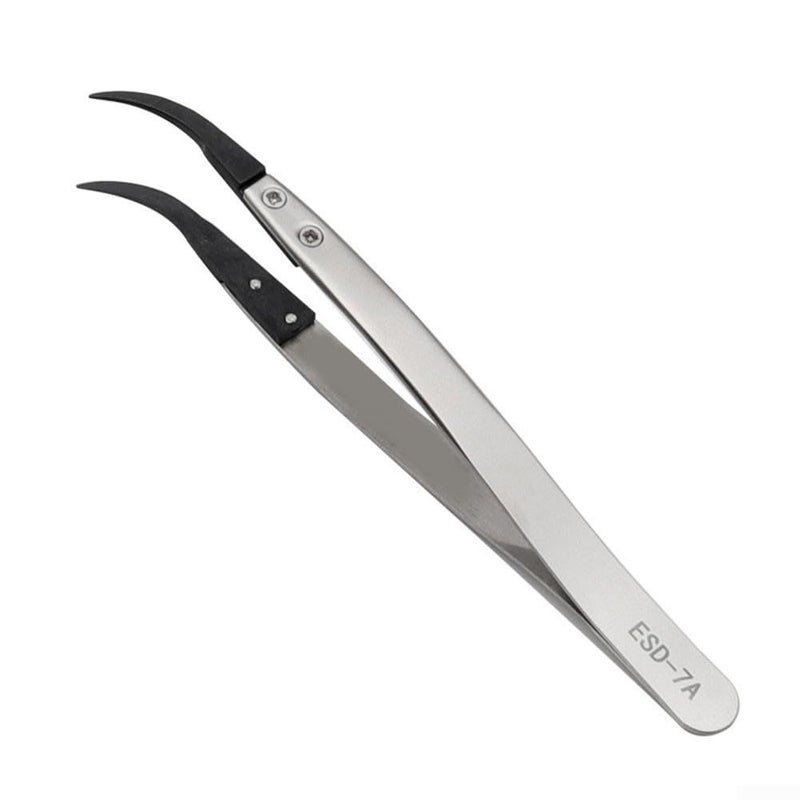 Anti Static ESD Tweezers For Electronics Repair Circuit Board Phone Maintenance Silver Black - Image 3