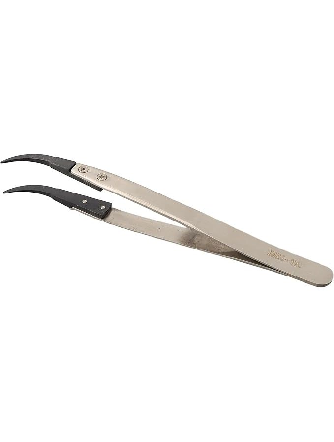 Anti Static ESD Tweezers For Electronics Repair Circuit Board Phone Maintenance Silver Black - Image 1