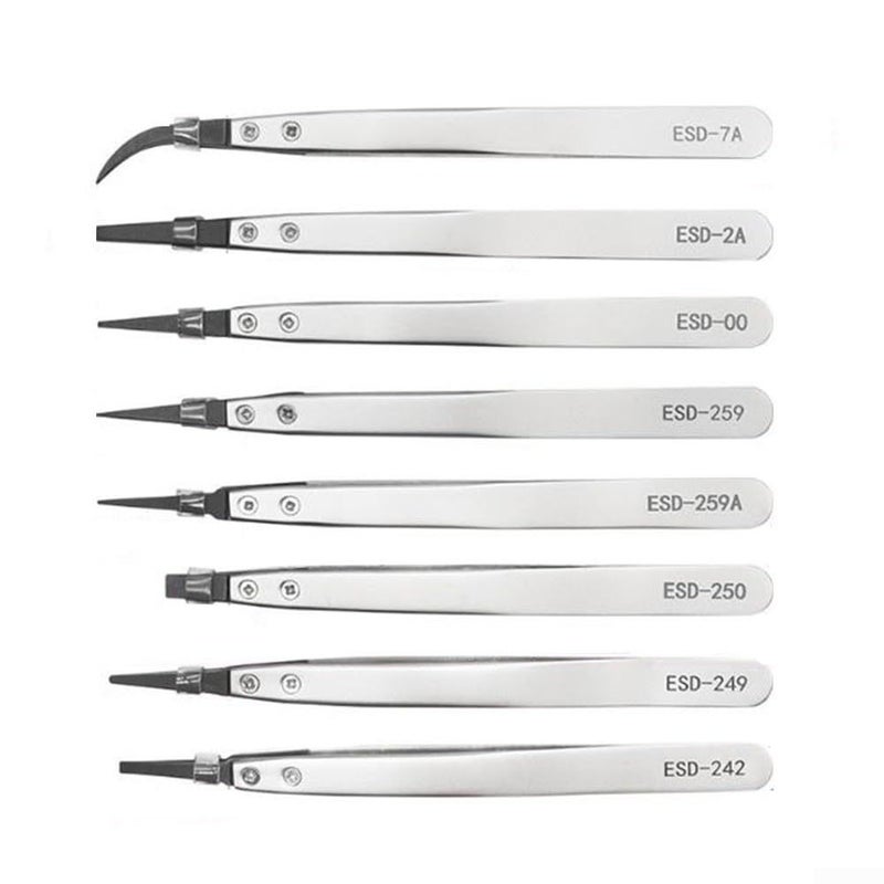 Anti Static ESD Tweezers For Electronics Repair Circuit Board Phone Maintenance Silver Black - Image 4