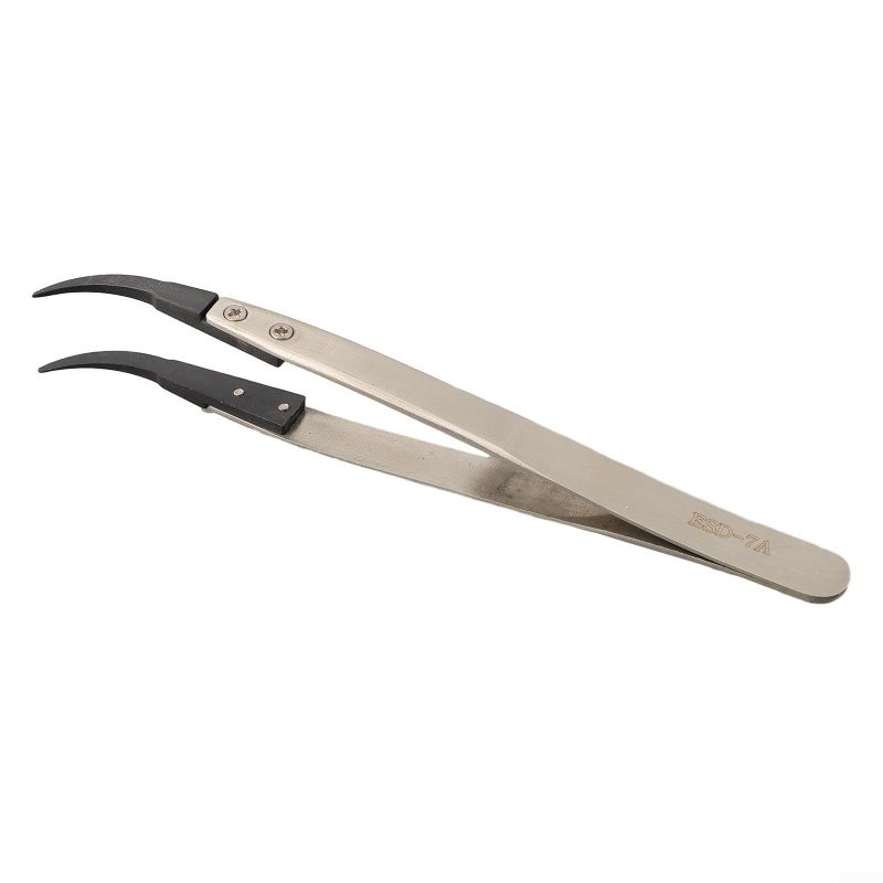 Anti Static ESD Tweezers For Electronics Repair Circuit Board Phone Maintenance Silver Black - Image 2