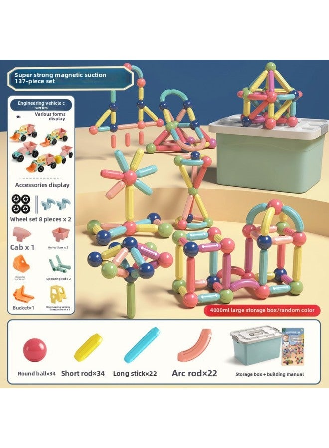 Magnetic Rod Strong Magnetic Suction The Most Powerful Brain Puzzle Assembled Building Blocks Kidsren Early Education Toys Q-Color:137 Configuration  - Image 1
