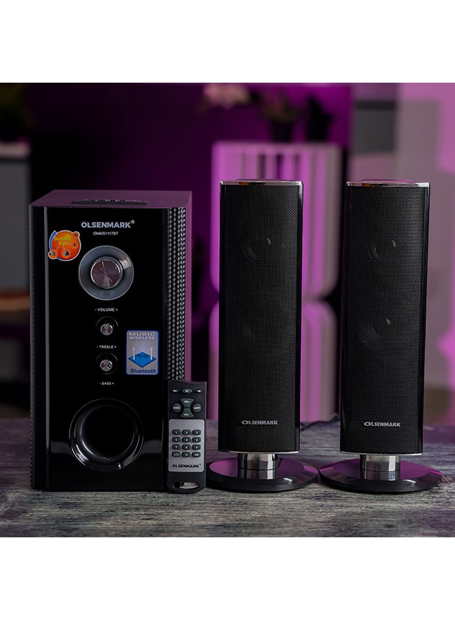 Olsenmark 2.1 Ch Multimedia Bluetooth Home Theater Speaker With Remote ,PMPO-10000W OMMS1117BT Black - Image 3