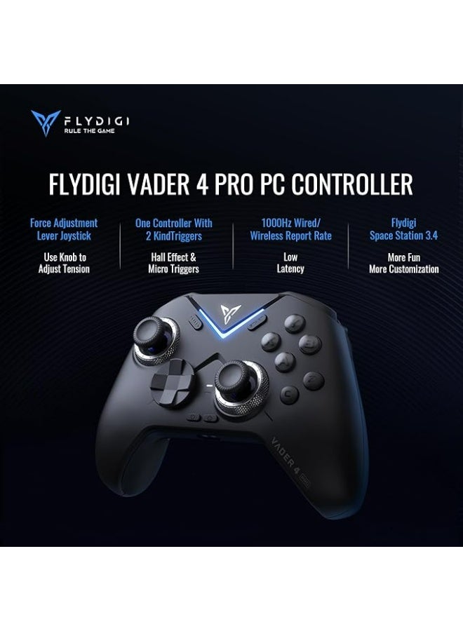 FLYDIGI Vader 4 Pro PC Controller Force Adjustment Lever Joystick Hall & Macro 2-in-1 Triggers 1000Hz Report Rate Stereo Vibration 800mAh Multi-Platform Controller for PC/NS/TV/Android/Laptop - Image 4