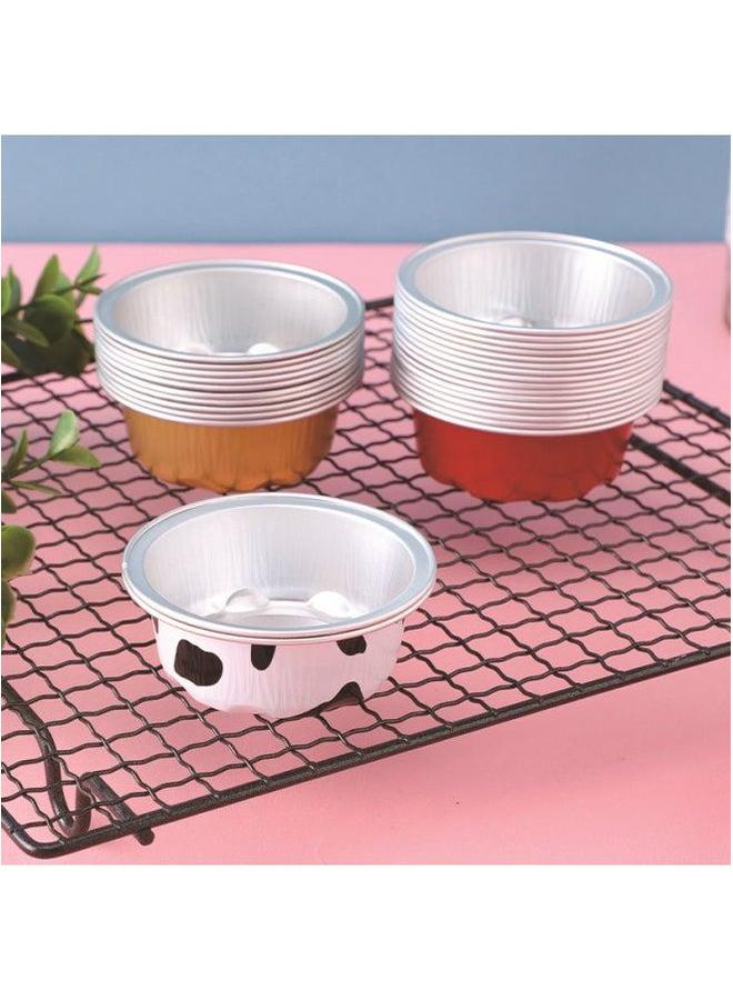 Household Aluminum Foil Tin Paper Box Air Fryer Special Disposable Cake Pudding Baking Mold Small Cup-Specifications:Black Gold Boat 300ml-Color:Without Cover  - Image 2