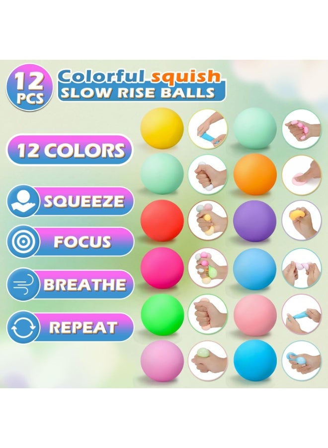 12 Pcs Stress Balls Set for Adults and Kids - Squishy Ball Sensory Fidget Toys for Anxiety Relief - Squeeze Ball Party Favors Bulk Pack - Classroom Prize - Birthday - Image 2