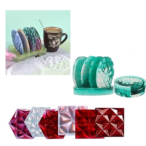 SNOOGG Pack of 10/4 Piece of 3 D Hexa, 4 Piece of 3D Round Coaster, 1 Piece of Round Stand and Slot Stand Coaster for Making and DY Coaster, Flower Preservation, Home,Wedding Décor etc - Image 3