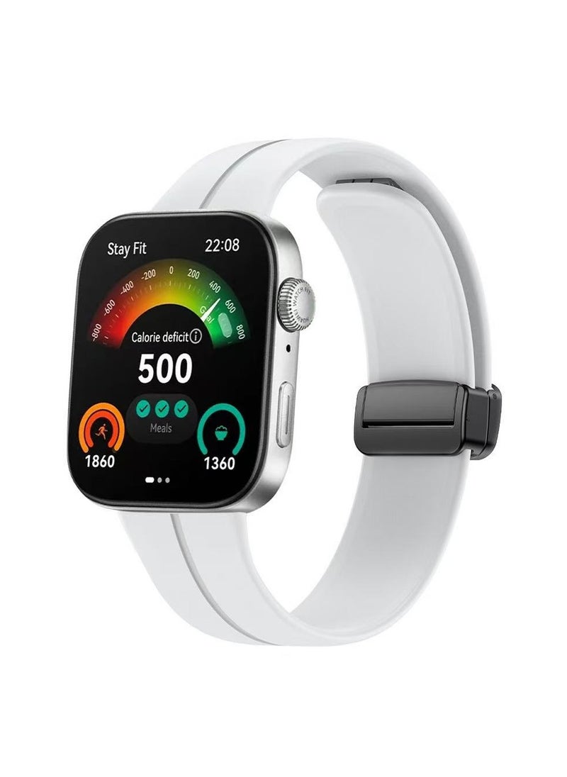 DKNG Huawei Fit3 Strap Silicone Magnetic Buckle, Adjustable Section Silicone Sports Watch, Huawei Fit3 Strap White  - Image 1