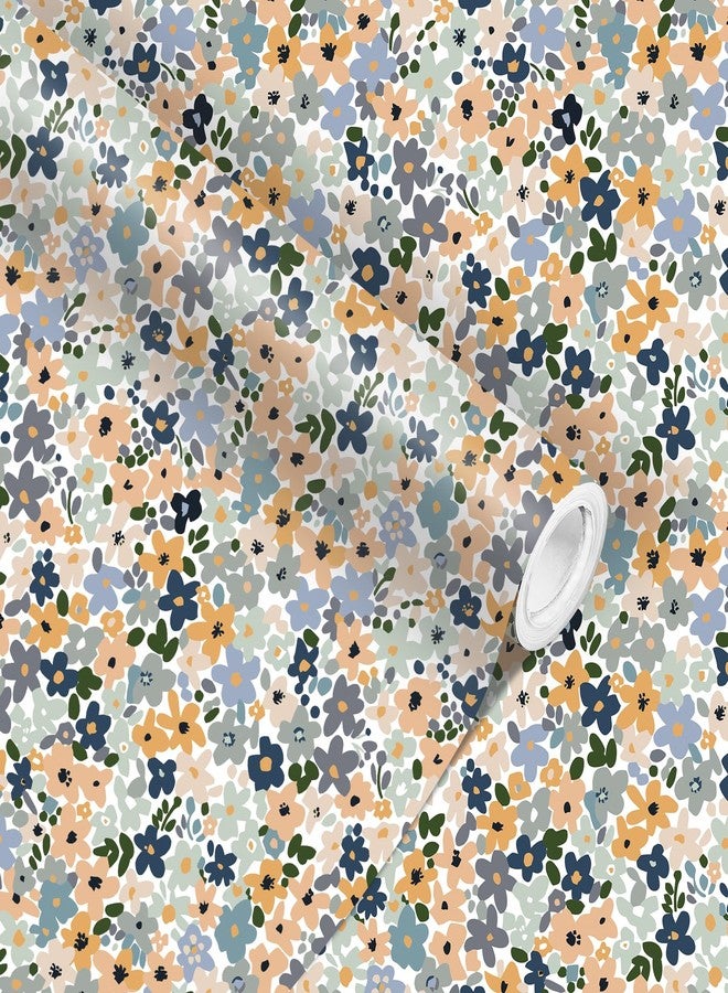 Fabllewavi 1 Roll Boho Floral Wrapping Paper Mini Roll - 17in x 32.8Ft Watercolor Boho Floral Patterns Gift Wrap Paper for Spring Birthday Wedding DIY Crafts Baby Shower Party Supplies - Image 1