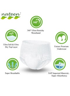 nateen Hospeen Adult Diapers Pants,Period Pants for Sanitary Protection,Large,Waist Size 80-130cm,20 Count Day Unisex Adult Pull Ups,Panty Style Sanitary Pads for Women,Super Soft Fit.  - Image 3